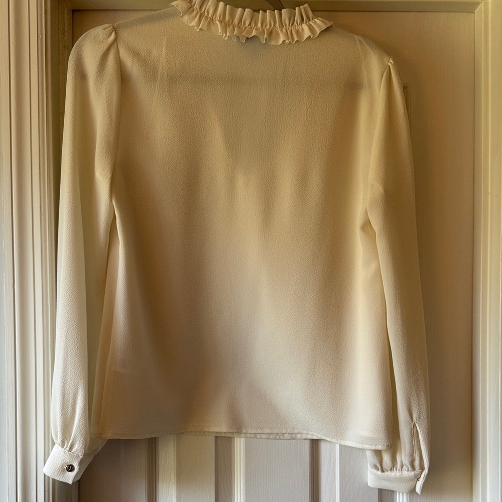 CeCe Cream Ruffle Neck Blouse - Picture 6 of 6